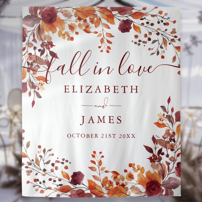 Rustic Autumn Fall Floral Photo Booth Backdrop Tapestry (Rustic Autumn Fall Floral Photo Booth Backdrop)