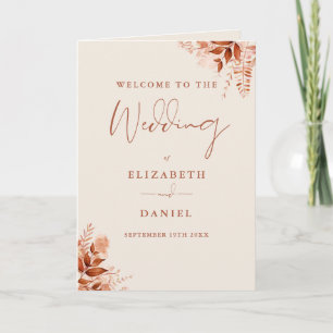 Rustic Autumn Fall Floral Script Wedding Programme