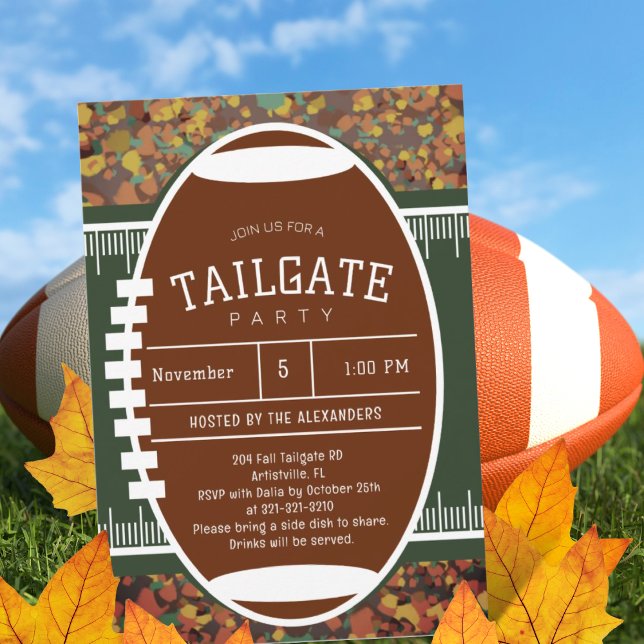 Rustic Autumn Fall Football Tailgate Party Invitation (Creator Uploaded)
