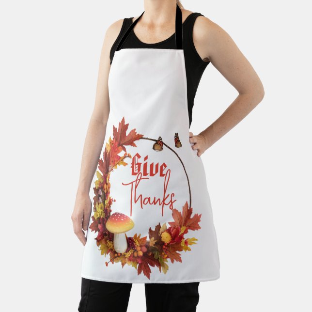 Rustic Autumn Fall Give Thanks  Apron (Insitu)