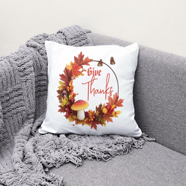 Rustic Autumn Fall Give Thanks Cushion (Creator Uploaded)
