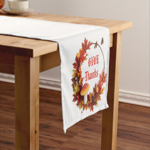 Rustic Autumn Fall Give Thanks  Short Table Runner