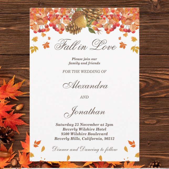 Rustic Autumn Fall in Love Wedding Invitation (Creator Uploaded)