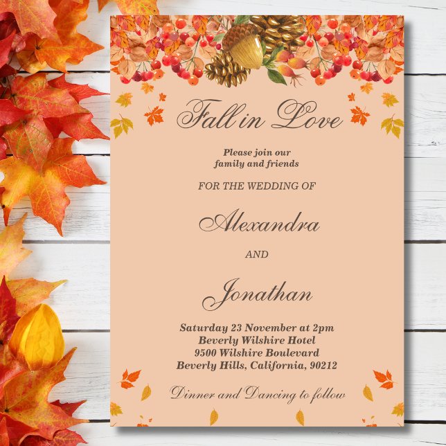 Rustic Autumn Fall in Love Wedding Invitation (Creator Uploaded)