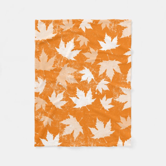 Rustic Autumn Fall Leaves Pattern Fleece Blanket (Front)