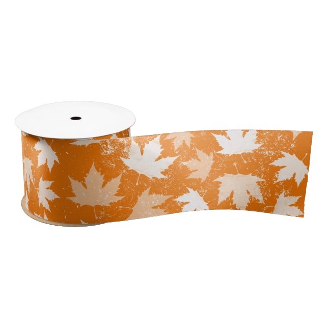 Rustic Autumn Fall Leaves Pattern  Satin Ribbon (Spool)
