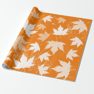 Rustic Autumn Fall Leaves Pattern  Wrapping Paper