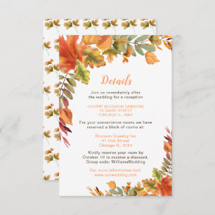 Rustic Autumn Fall Leaves Wedding Details Enclosure Card