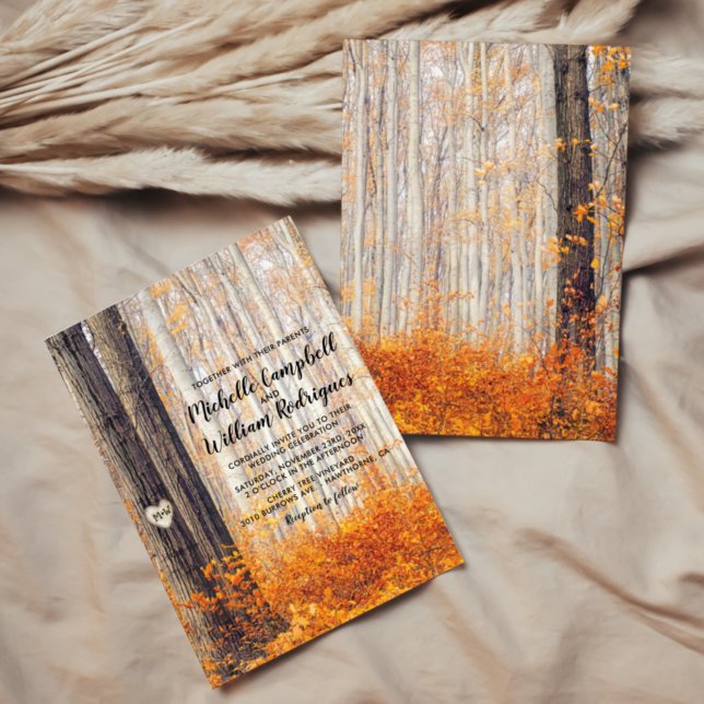 Rustic Autumn Fall Leaves Wedding Invitation (Creator Uploaded)