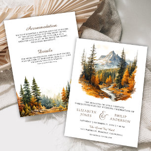 Rustic Autumn Fall Mountain Forest Wedding Invitation