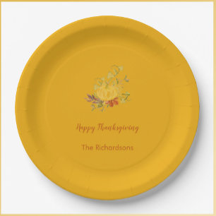 Rustic Autumn Fall Pumpkin Colour Thanksgiving  Paper Plate