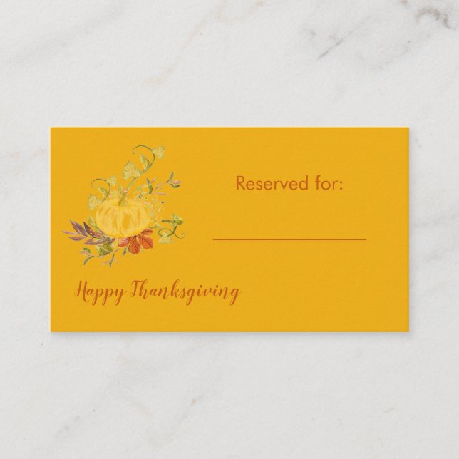 Rustic Autumn Fall Pumpkin Colour Thanksgiving  Place Card (Front)