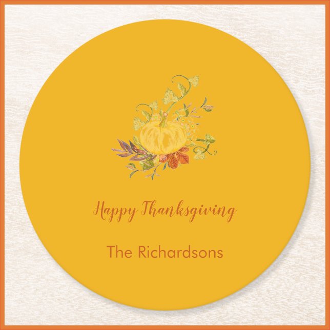 Rustic Autumn Fall Pumpkin Colour Thanksgiving Round Paper Coaster (https://www.zazzle.com/collections/thanksgiving_dinner_party_suite-119989770891588418?rf=23809114553)