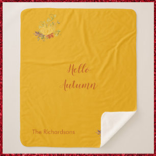 Rustic Autumn Fall Pumpkin Gold Colour Sherpa Blanket