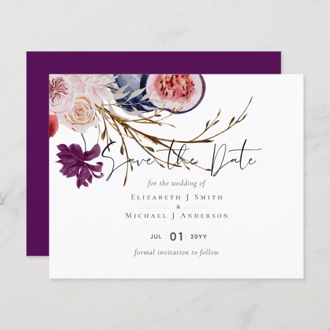 Rustic Autumn Fall Pumpkins Figs Flowers Wedding (Front/Back)