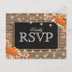 Rustic Autumn Fall Response Pumpkin Wedding RSVP Invitation Postcard