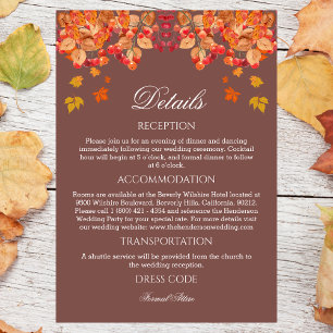 Rustic Autumn Fall Wedding Details  Enclosure Card