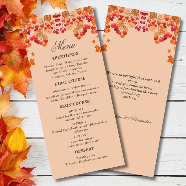 Rustic Autumn Fall Wedding Menu (Creator Uploaded)