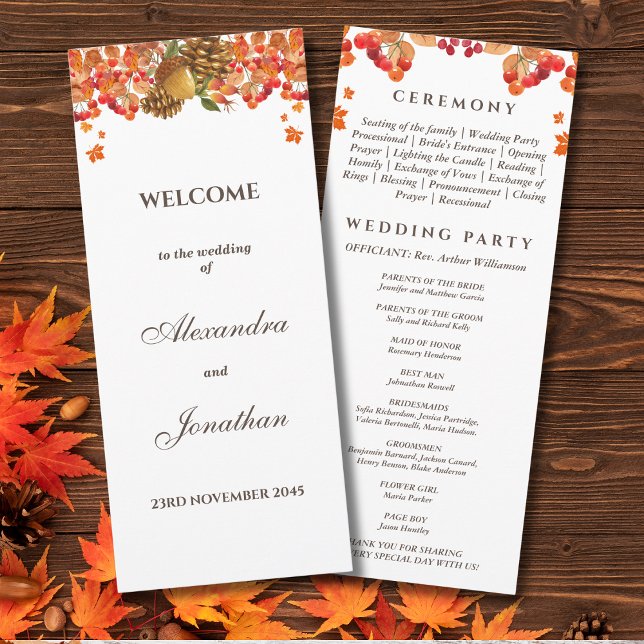 Rustic Autumn Fall Wedding Program Programme (Creator Uploaded)
