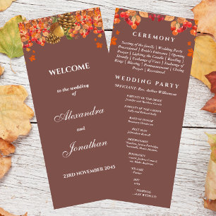 Rustic Autumn Fall Wedding Program Programme