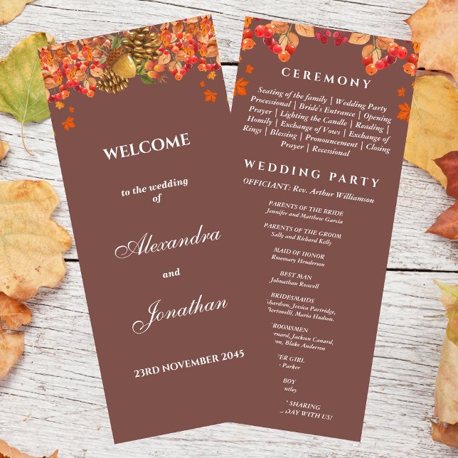 Rustic Autumn Fall Wedding Program Programme (Creator Uploaded)