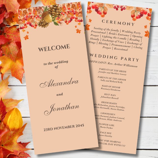 Rustic Autumn Fall Wedding Program Programme (Creator Uploaded)