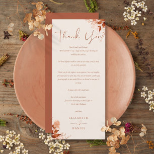 Rustic Autumn Fall Wedding Thank You Place Card