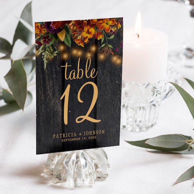 Rustic autumn fall wood wedding table number (Creator Uploaded)