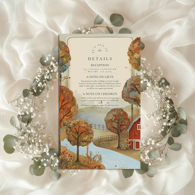 Rustic Autumn Farm Lakefront Wedding Enclosure Card (Creator Uploaded)