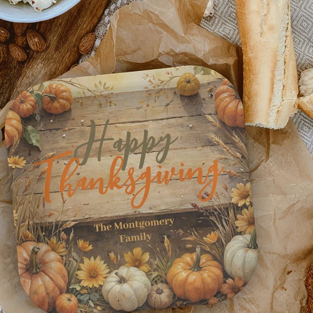 Rustic Autumn Farmhouse Style Thanksgiving  Paper Plate (Creator Uploaded)