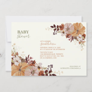 Rustic Autumn Floral Baby Shower Invitation