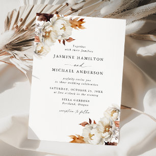 Rustic Autumn Floral Bouquets Wedding Invitation