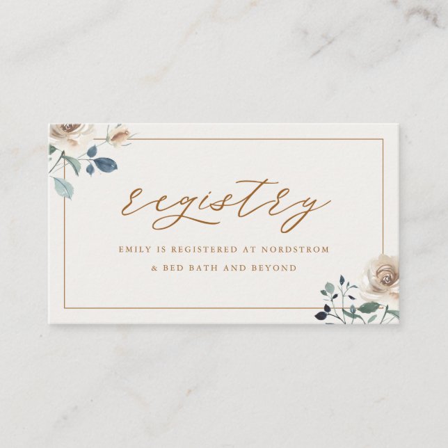 Rustic Autumn Floral Bridal Shower Gift Registry Enclosure Card (Front)