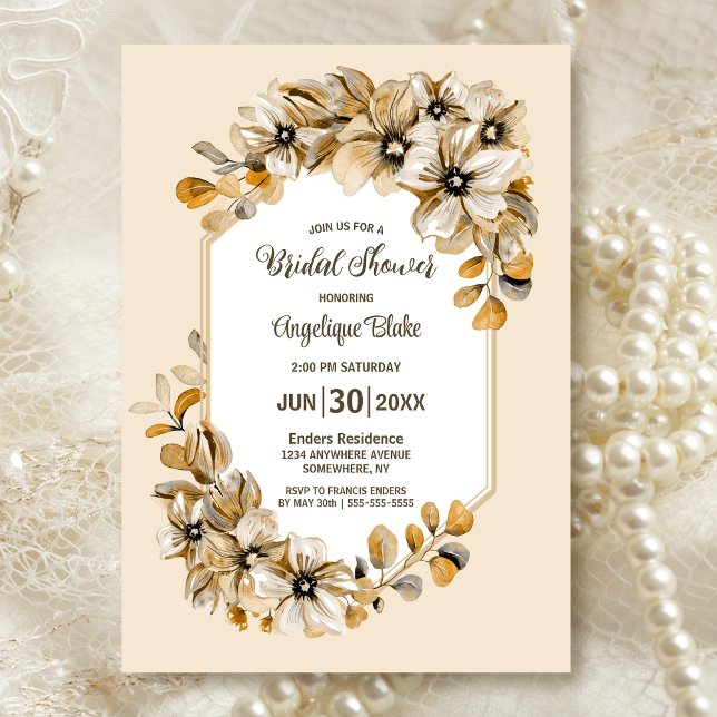 Rustic Autumn Floral Bridal Shower Invitation (Creator Uploaded)