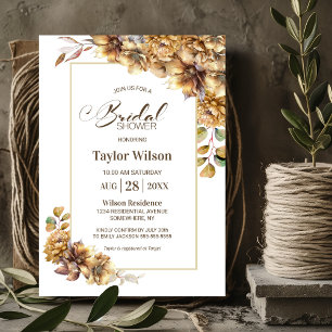 Rustic Autumn Floral Bridal Shower Invitation