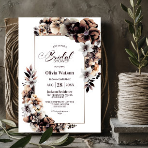 Rustic Autumn Floral Bridal Shower Invitation