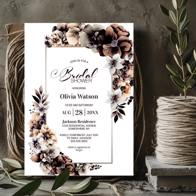 Rustic Autumn Floral Bridal Shower Invitation (Creator Uploaded)