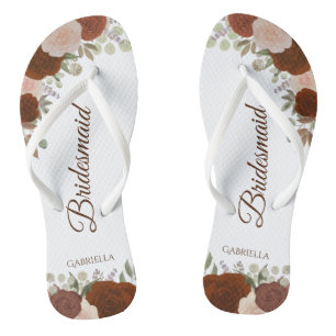 Rustic Autumn Floral Elegant Bridesmaid Wedding Jandals