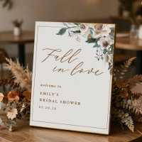 Rustic Autumn Floral Fall in Love Welcome Poster