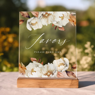 Rustic Autumn Floral Favours Wedding Favours Acrylic Sign