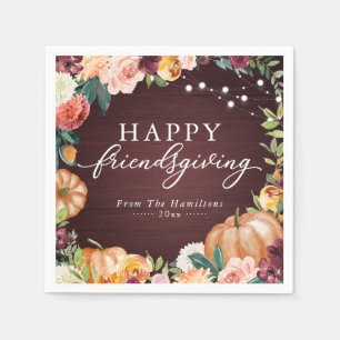 Rustic Autumn Floral Friendsgiving Dinner Napkins