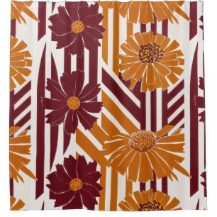Rustic Autumn Floral Geometric Pattern (2) Shower Curtain