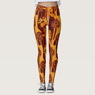 Rustic Autumn Floral Geometric Pattern (5) Leggings