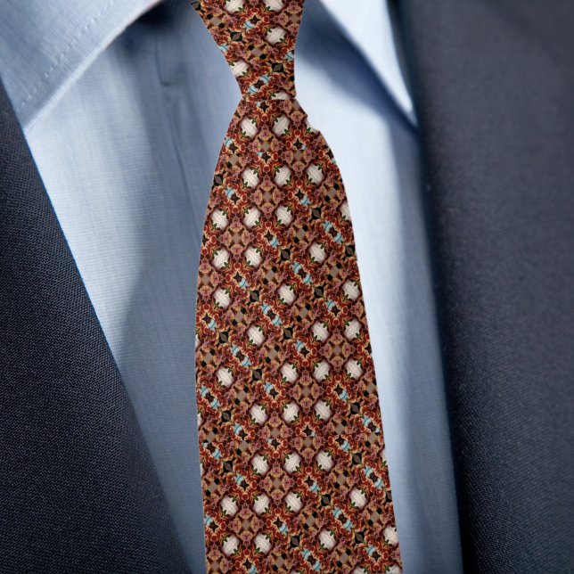 Rustic Autumn Floral Kaleidoscope Pattern Necktie (Creator Uploaded)