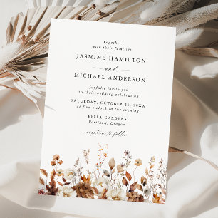 Rustic Autumn Floral Meadow Wedding Invitation