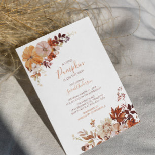 Rustic Autumn Floral Pumpkin Baby Shower Invitatio Invitation