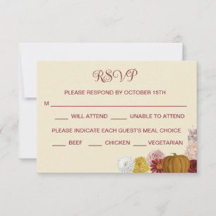 Rustic Autumn Floral Pumpkin RSVP Save The Date