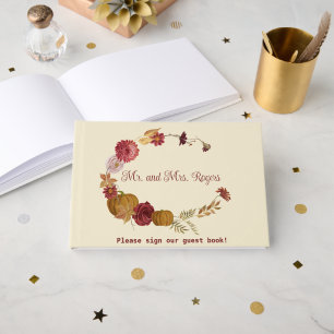 Rustic Autumn Floral Pumpkin Wedding Guest Book