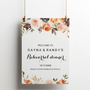 Rustic Autumn Floral Rehearsal dinner Welcome Poster