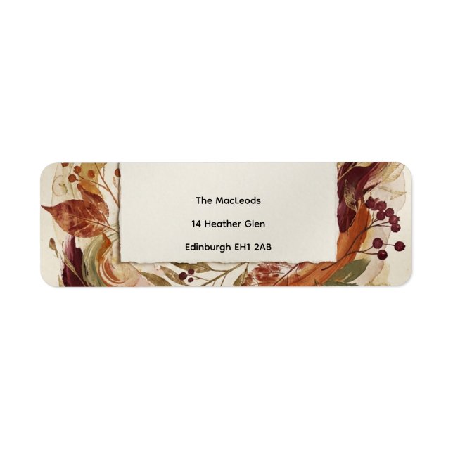 Rustic Autumn Floral Return Address Label (Front)